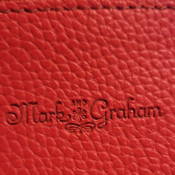 Mark And Graham Red Leather Tote Bag Purse -  J - Picture 4 of 12